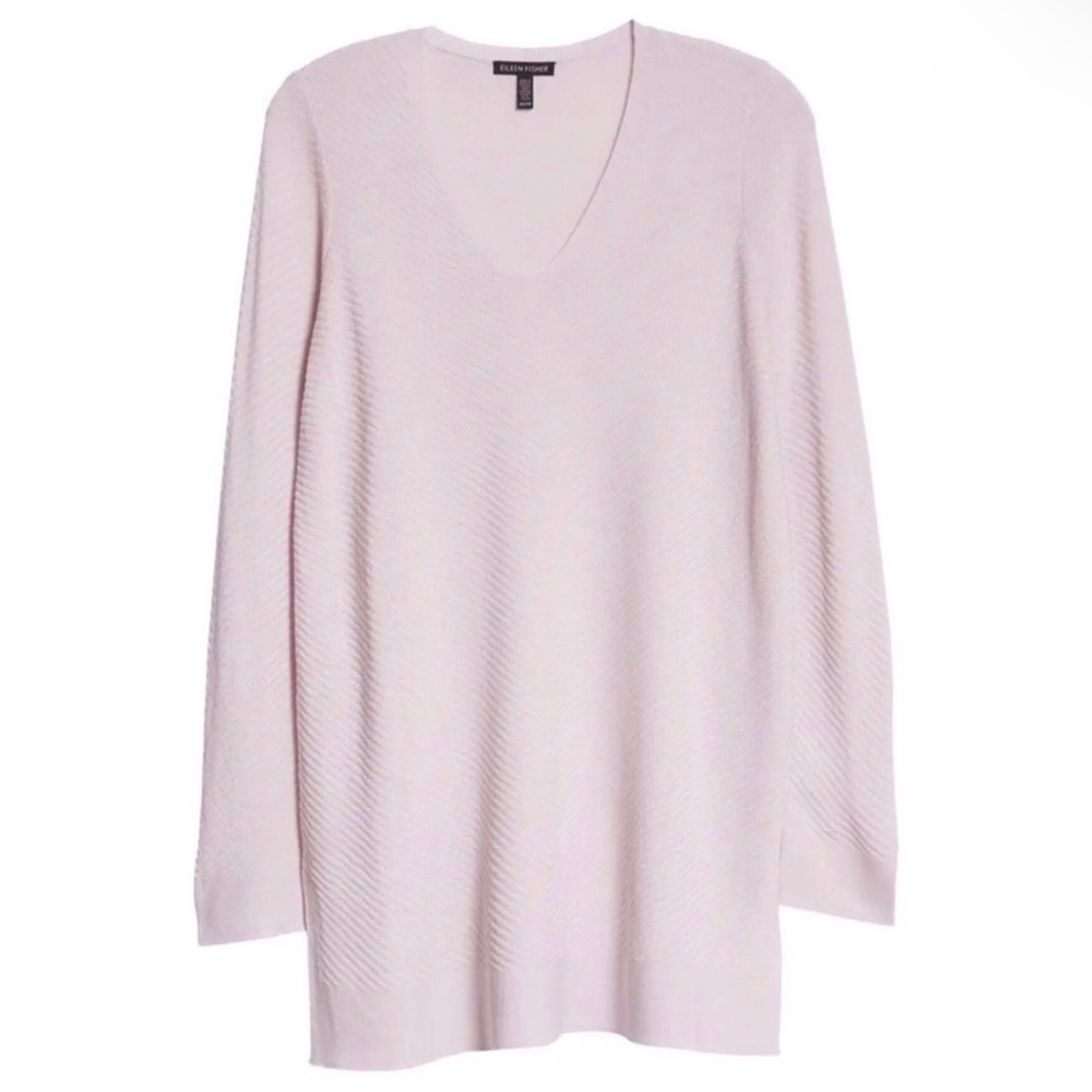 NEW EILEEN FISHER WOOL V-NECK TUNIC SWEATER - Picture 9 of 9